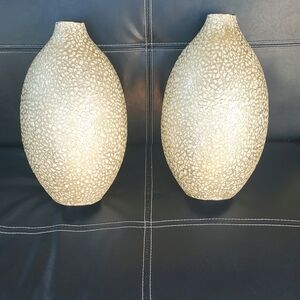 Textured Cream Vase Duo